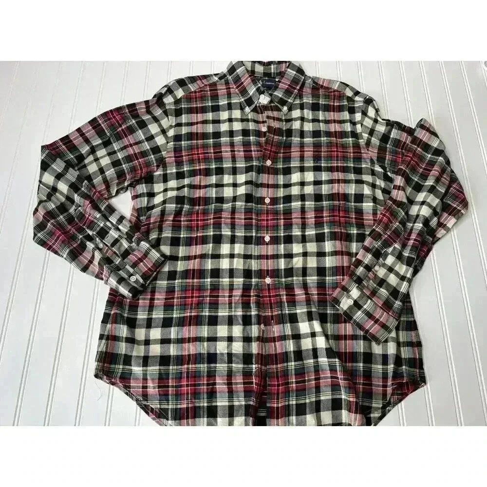 Ralph Lauren Men's Blue Label Classic Fit Plaid Light Flannel Shirt Large 910
